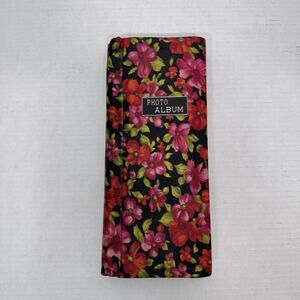 Vintage Photo Album Floral Fabric Cover Spiral Bound Index Made in Japan Retro